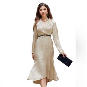 FLORAL SHAWL COLLAR MERMAID HEM.